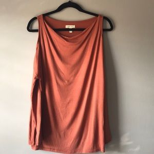 Rust Orange off the shoulder long sleeve shirt